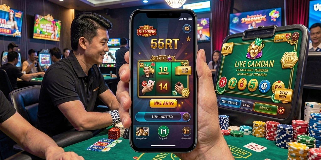 Screenshot gameplay Live Casino 55RT yang mendebarkan dan interaktif.