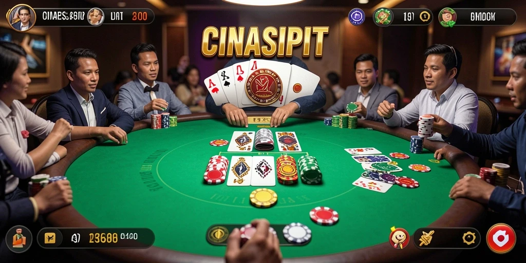 Screenshot utama CINASIPIT menampilkan serunya permainan poker.
