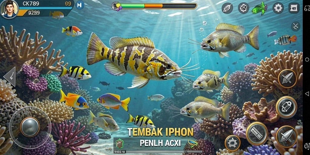 Tangkapan layar CK789 menampilkan aksi seru menembak ikan.