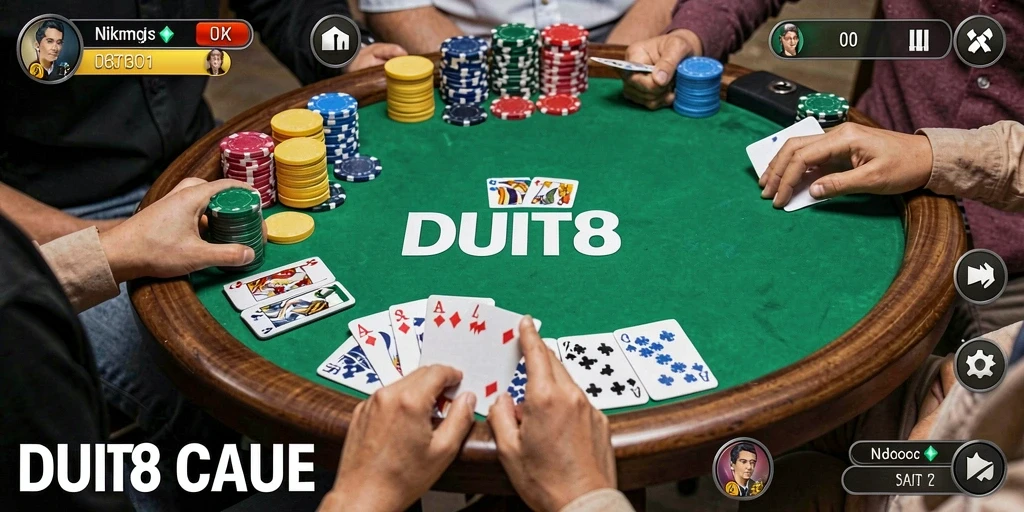 Tampilan gameplay Gaple yang seru dan interaktif di DUIT8.