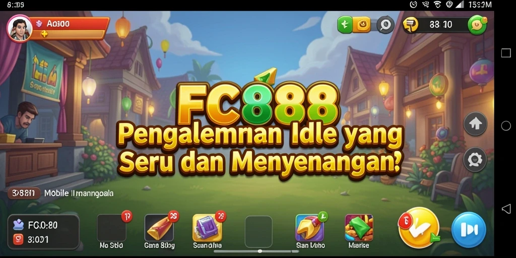Gameplay FC888 menampilkan karakter menggemaskan yang bekerja otomatis.