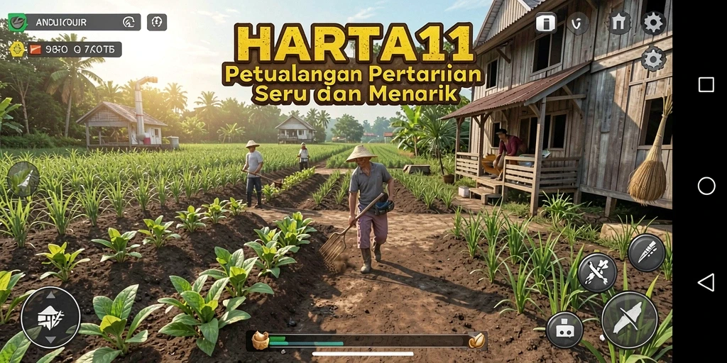 Tampilan gameplay HARTA11 dengan aktivitas bertani yang menyenangkan.