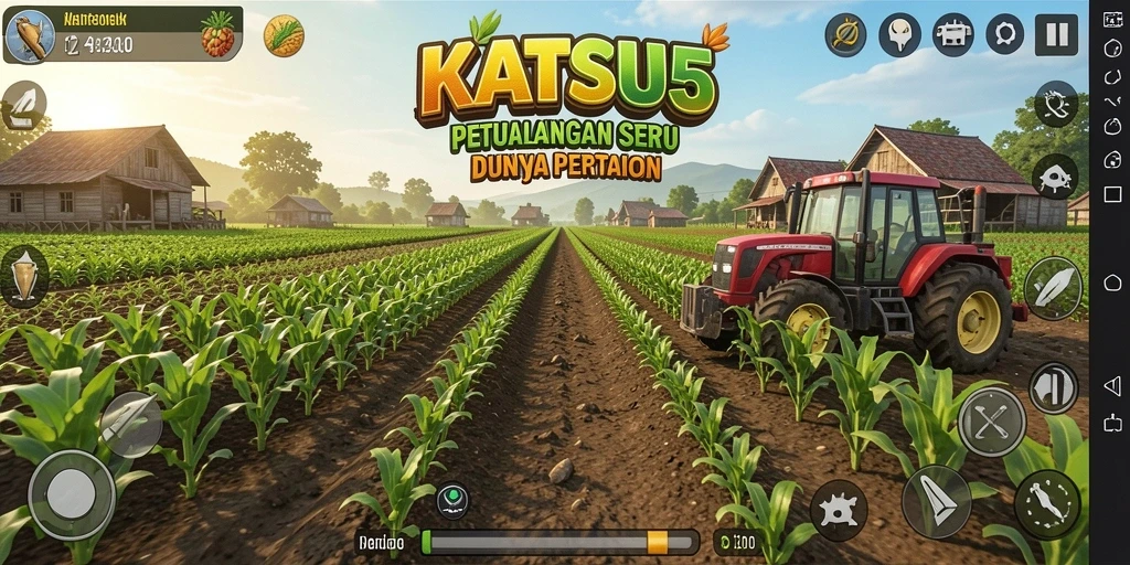 Tangkapan layar menampilkan gameplay menarik di KATSU5 dengan ladang subur.