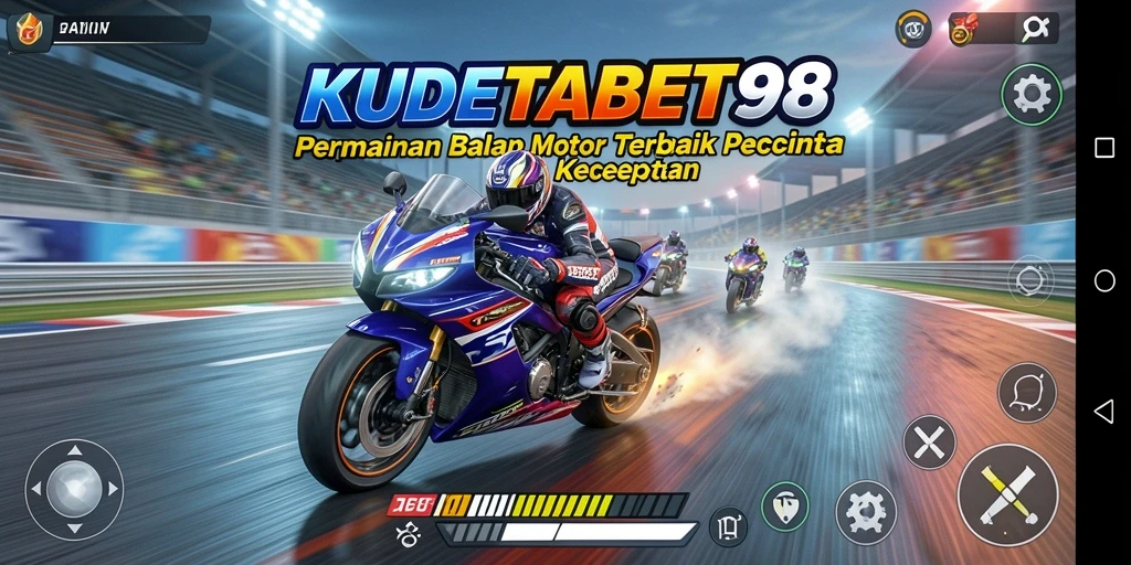Tampilan gameplay KUDETABET98 dengan balapan motor yang seru dan realistis.