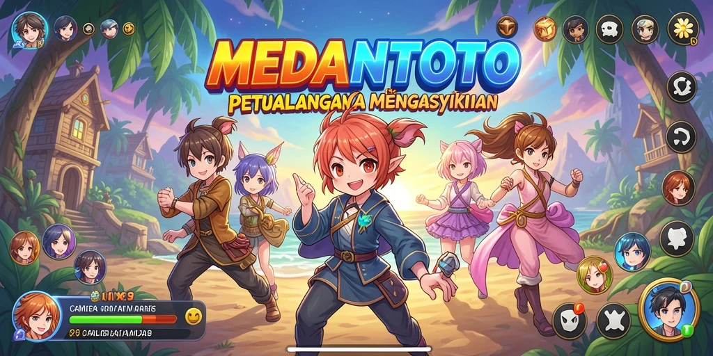 Tampilan gameplay seru dalam MEDANTOTO yang penuh warna dan aksi.