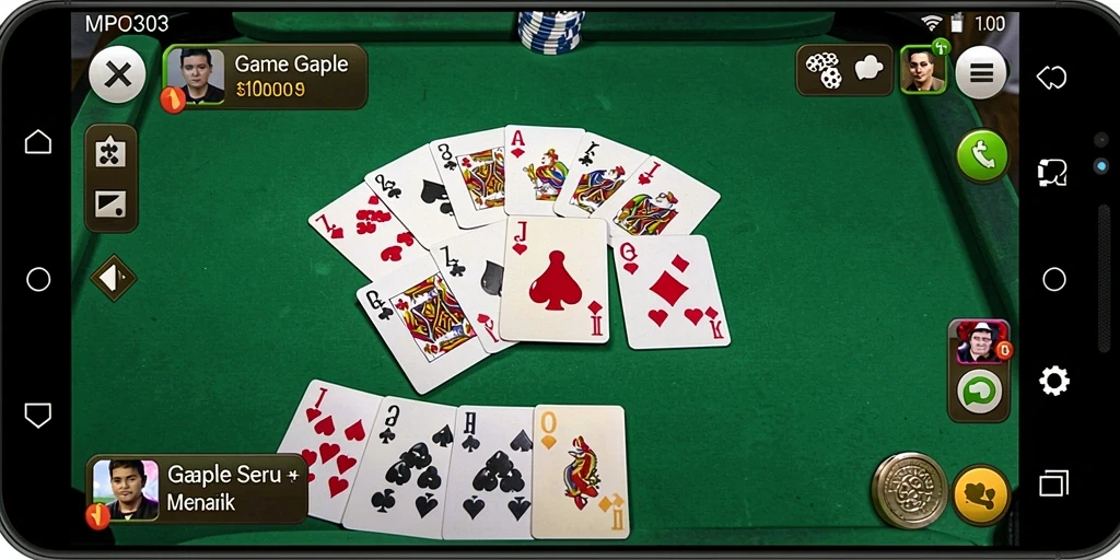 Screenshot utama MPO303 menampilkan gameplay Gaple yang seru dan interaktif.