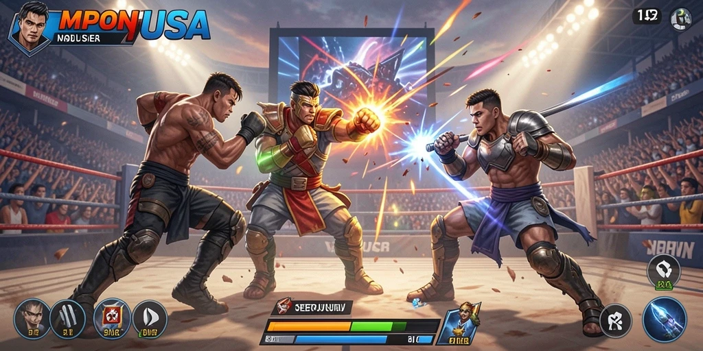 Tampilan seru dari karakter dalam gameplay MPONUSA yang menegangkan.