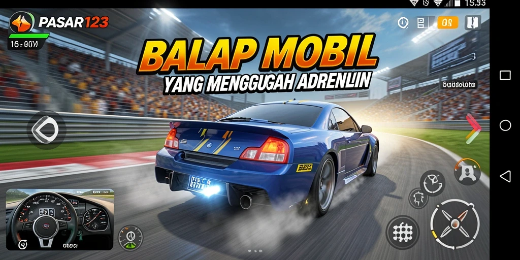 Gameplay PASAR123 yang mendebarkan dengan balapan seru di lintasan.