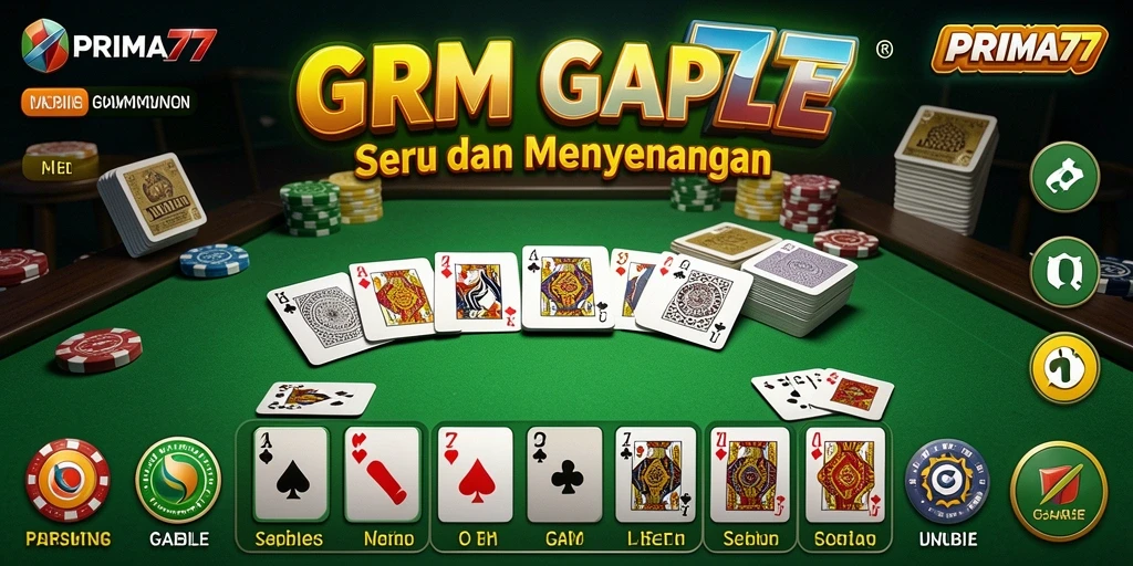 Gameplay PRIMA77 dengan suasana seru permainan Gaple.