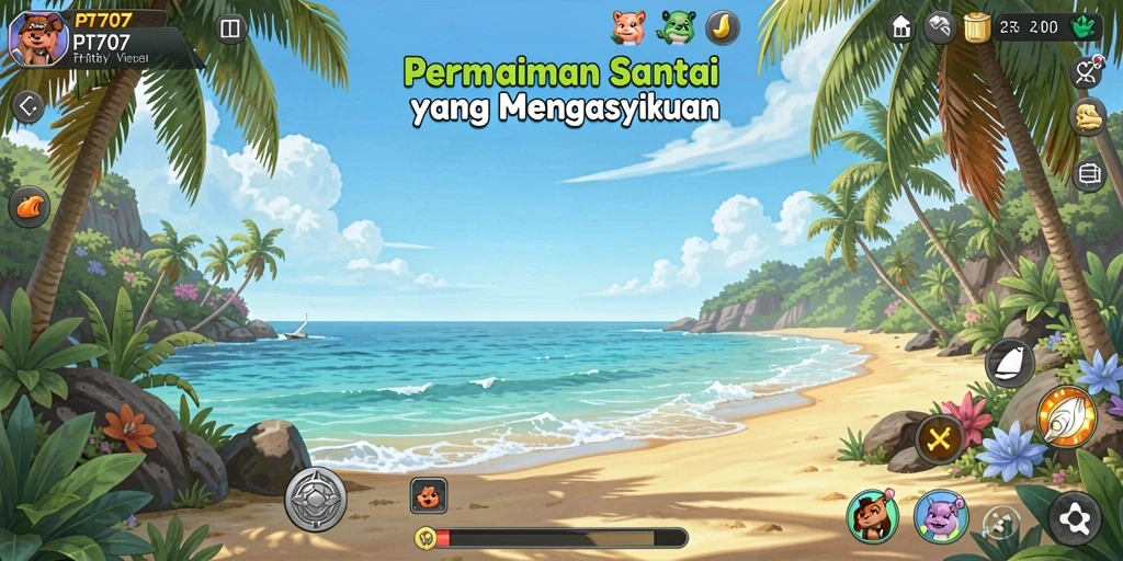 Tampilan gameplay PT707 yang penuh warna dan menantang.