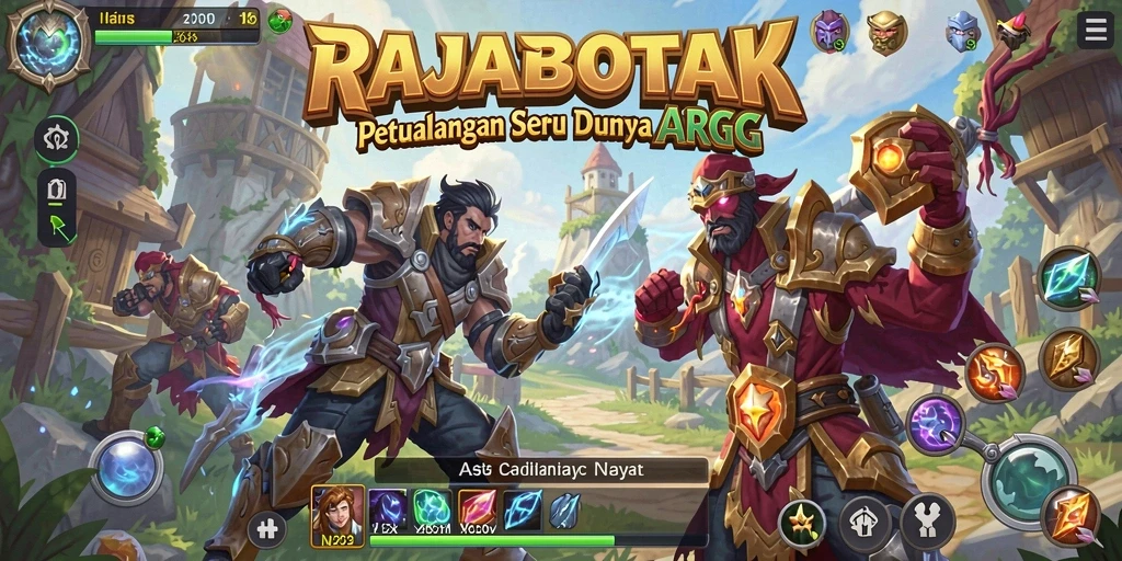 Tampilan menarik dari gameplay ARPG RAJABOTAK menunjukkan pertempuran epik dan karakter kuat.
