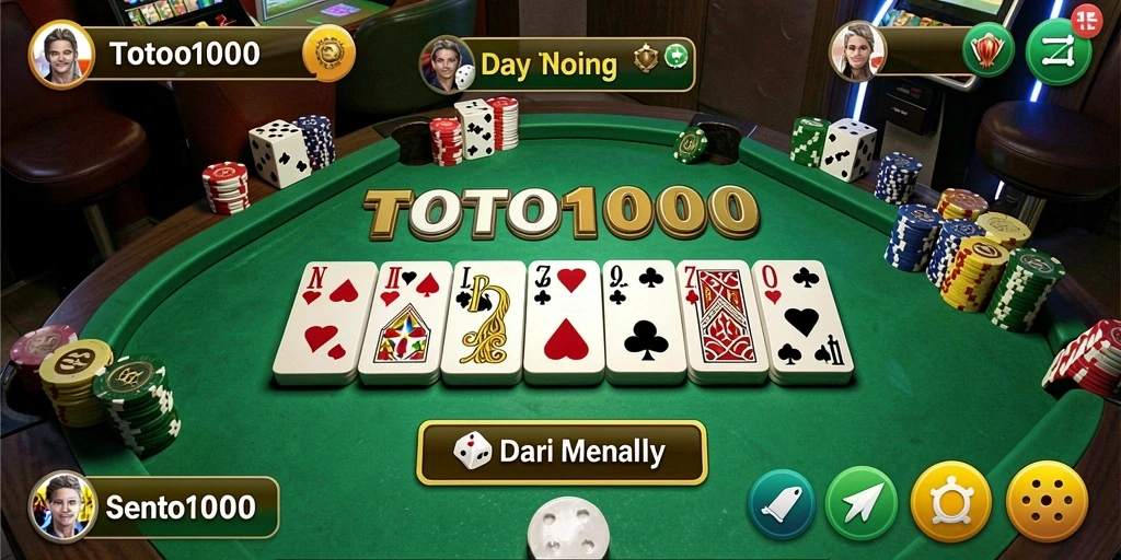 Tampilan dalam permainan TOTO1000 yang menarik dan gameplay Domino yang seru.