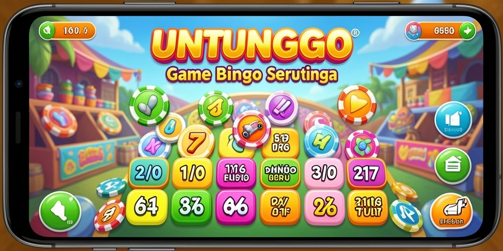 Tampilan gameplay menarik dari UNTUNGGO dengan suasana Bingo yang seru.