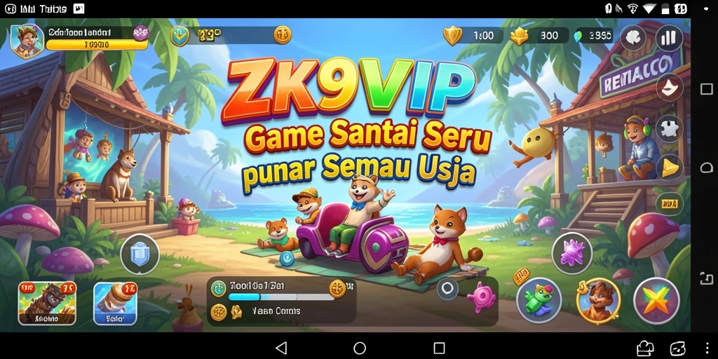 Screenshot gameplay <strong>ZK9VIP</strong> menampilkan momen seru dengan grafis cerah.